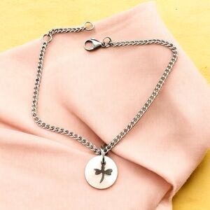 🆕 Dragonfly on Fresh Water Shell Ankle Bracelet Stainless Steel